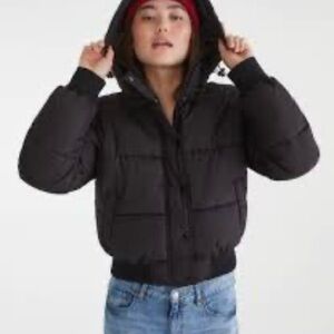 Aeropostale Black Hooded Puffer Jacket